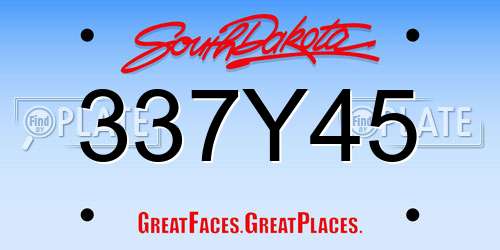 337Y45 South Dakota License Plate