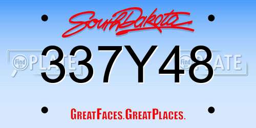 337Y48 South Dakota License Plate