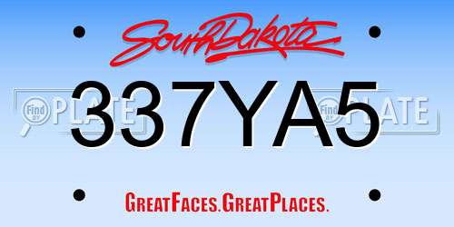 337YA5 South Dakota License Plate