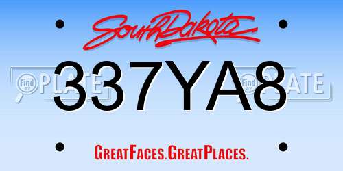 337YA8 South Dakota License Plate