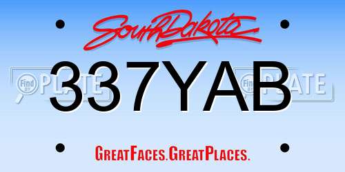 337YAB South Dakota License Plate