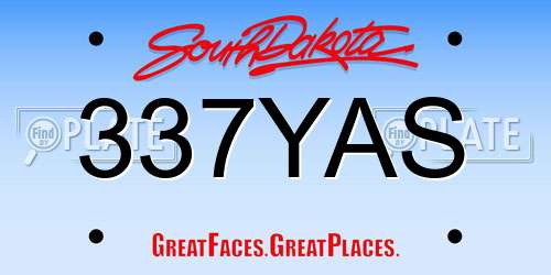 337YAS South Dakota License Plate
