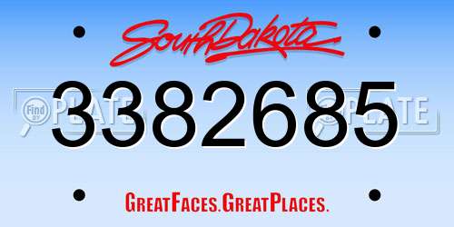 3382685 South Dakota License Plate