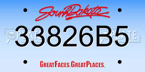 33826B5 South Dakota License Plate