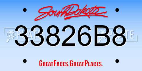 33826B8 South Dakota License Plate