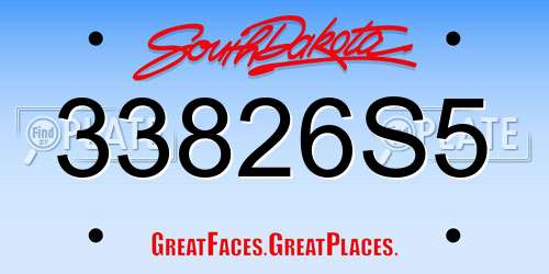 33826S5 South Dakota License Plate