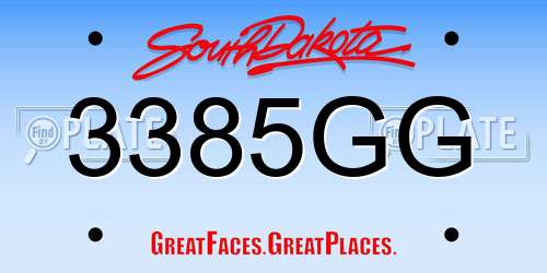 3385GG South Dakota License Plate