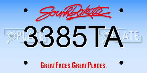 3385TA South Dakota License Plate