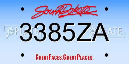 3385ZA South Dakota License Plate
