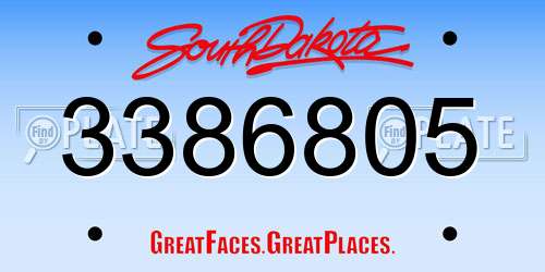 3386805 South Dakota License Plate