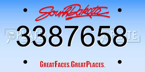 3387658 South Dakota License Plate
