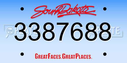 3387688 South Dakota License Plate