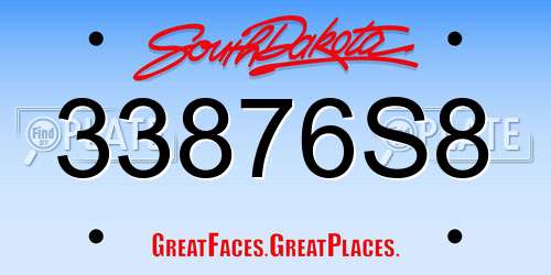 33876S8 South Dakota License Plate