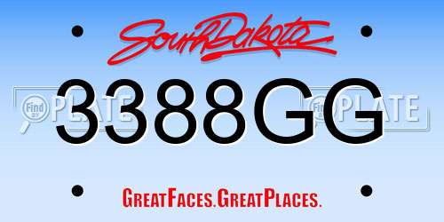 3388GG South Dakota License Plate