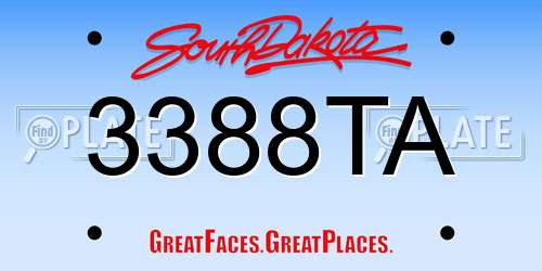 3388TA South Dakota License Plate