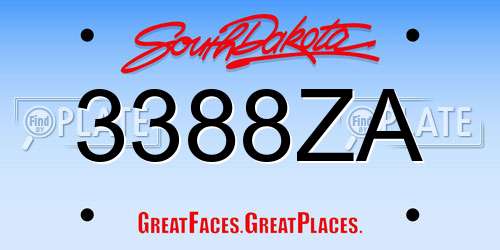 3388ZA South Dakota License Plate
