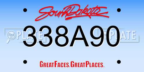 338A90 South Dakota License Plate
