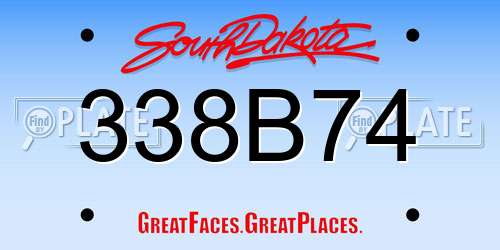 338B74 South Dakota License Plate