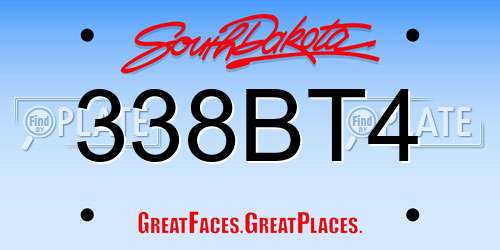 338BT4 South Dakota License Plate