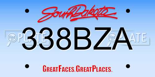 338BZA South Dakota License Plate