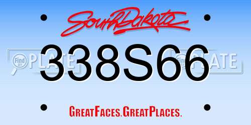 338S66 South Dakota License Plate