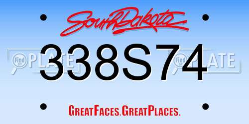 338S74 South Dakota License Plate