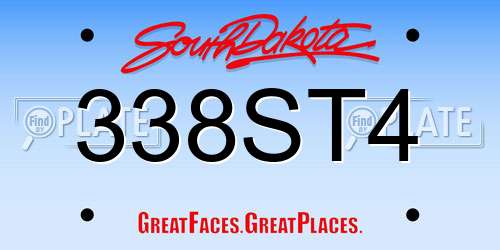 338ST4 South Dakota License Plate