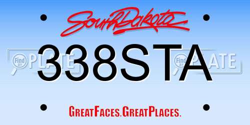 338STA South Dakota License Plate