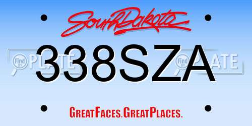 338SZA South Dakota License Plate