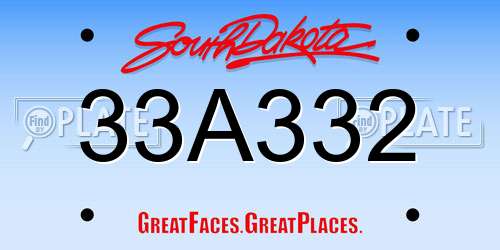33A332 South Dakota License Plate