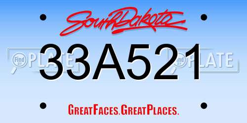 33A521 South Dakota License Plate