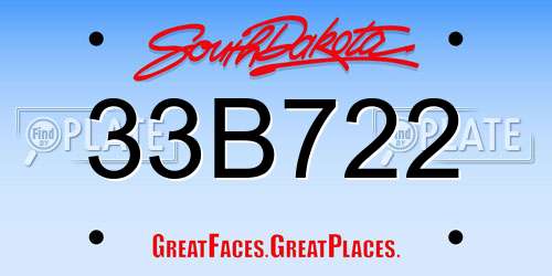 33B722 South Dakota License Plate