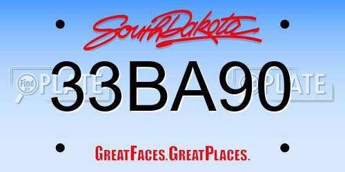 33BA90 South Dakota License Plate