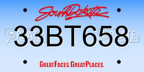 33BT658 South Dakota License Plate
