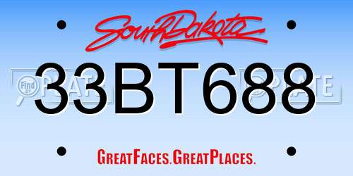 33BT688 South Dakota License Plate