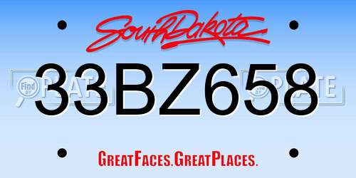 33BZ658 South Dakota License Plate