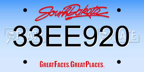 33EE920 South Dakota License Plate
