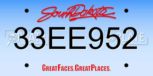 33EE952 South Dakota License Plate