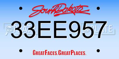 33EE957 South Dakota License Plate