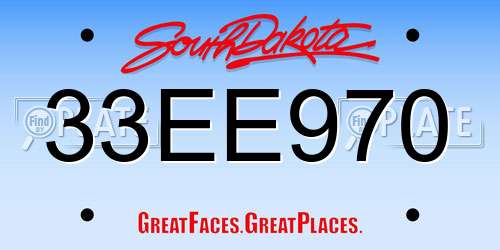 33EE970 South Dakota License Plate