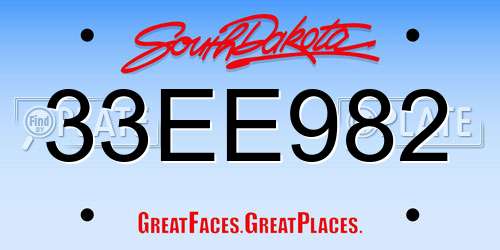 33EE982 South Dakota License Plate