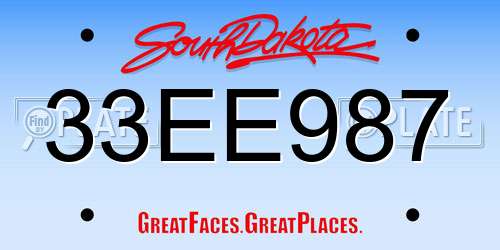 33EE987 South Dakota License Plate