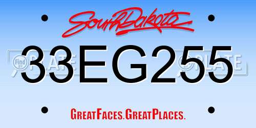 33EG255 South Dakota License Plate