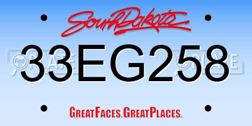 33EG258 South Dakota License Plate