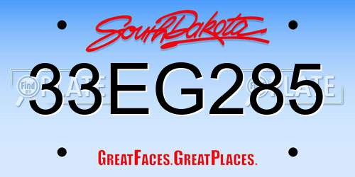33EG285 South Dakota License Plate