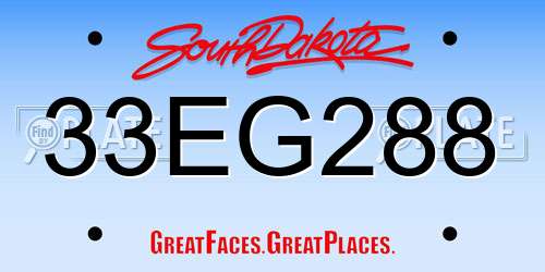33EG288 South Dakota License Plate