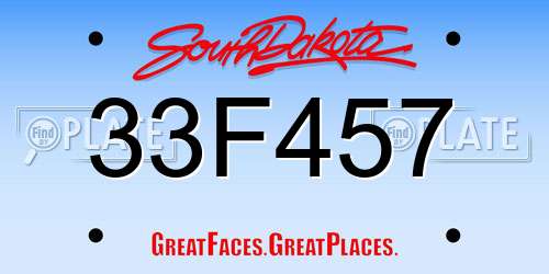 33F457 South Dakota License Plate