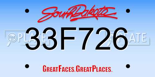 33F726 South Dakota License Plate