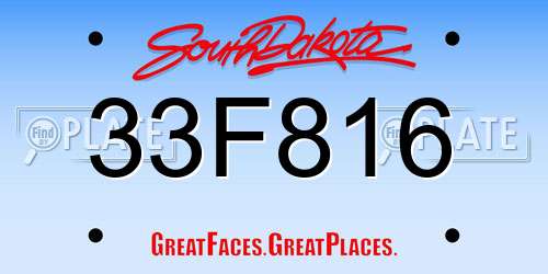 33F816 South Dakota License Plate