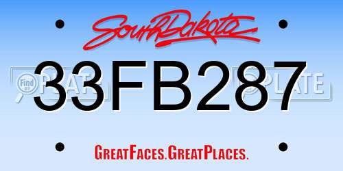 33FB287 South Dakota License Plate
